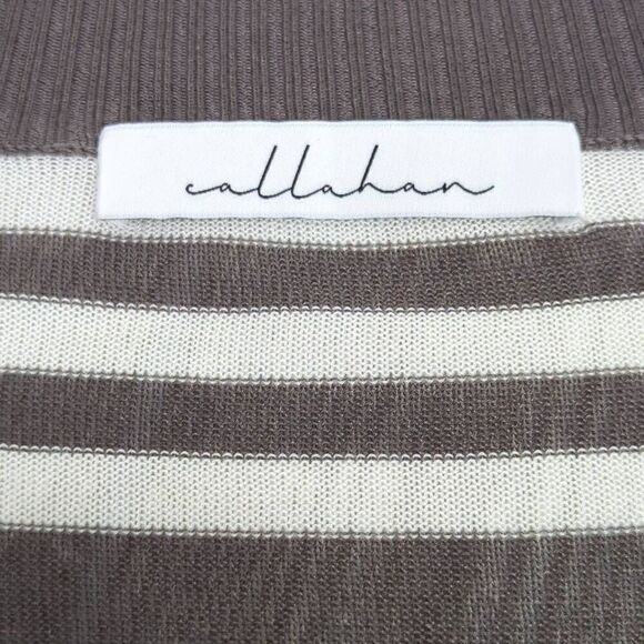 Brand New Callahan Women’s Medium Gray White  Striped Buttoned Cardigan Sweater - Picture 3 of 5